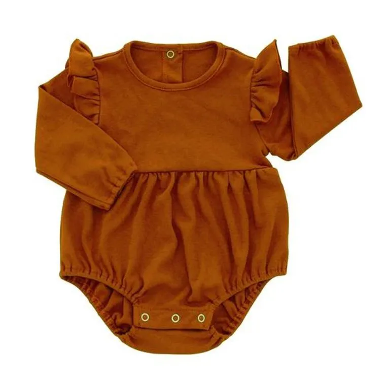 Pumpkin Long Sleeve Flutter Baby Onesie