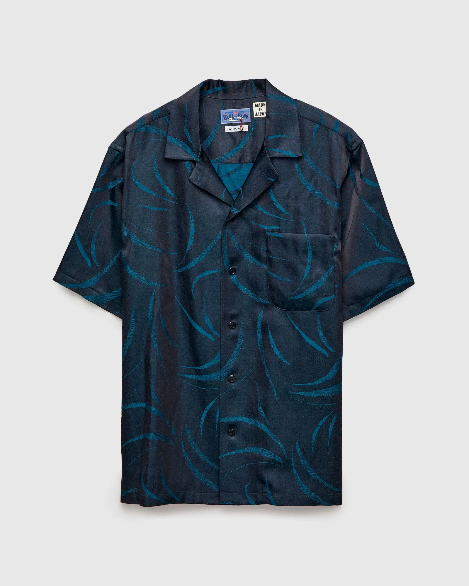 "Mebuki" Pattern Aloha Shirt in Dark Navy