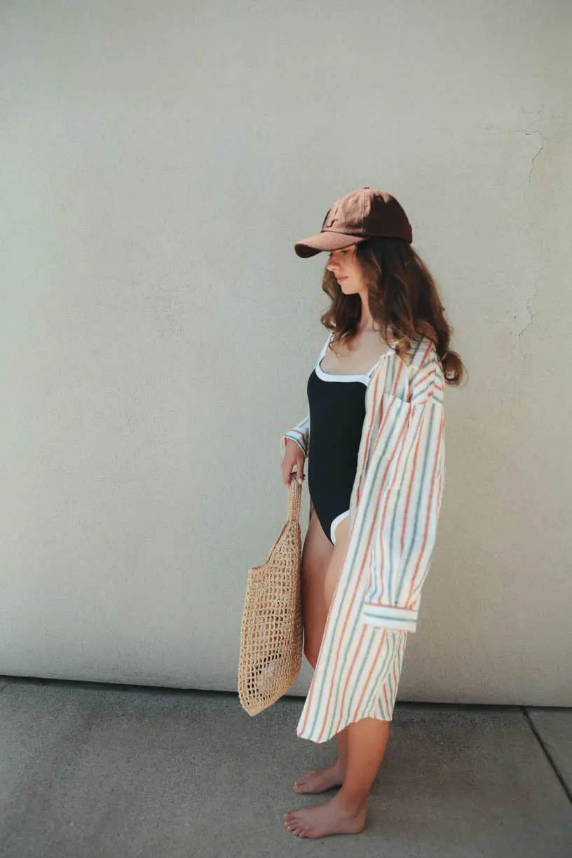 Rae: Long Stripe Button Down
