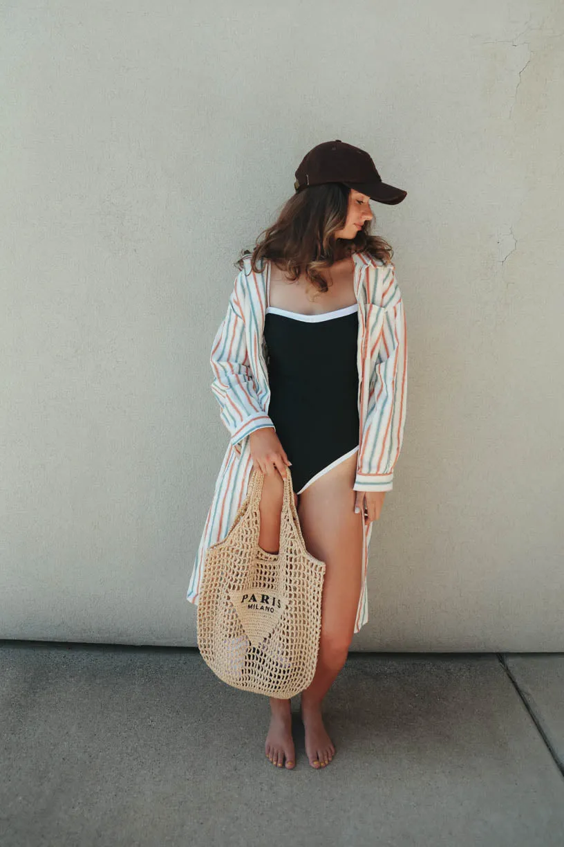 Rae: Long Stripe Button Down