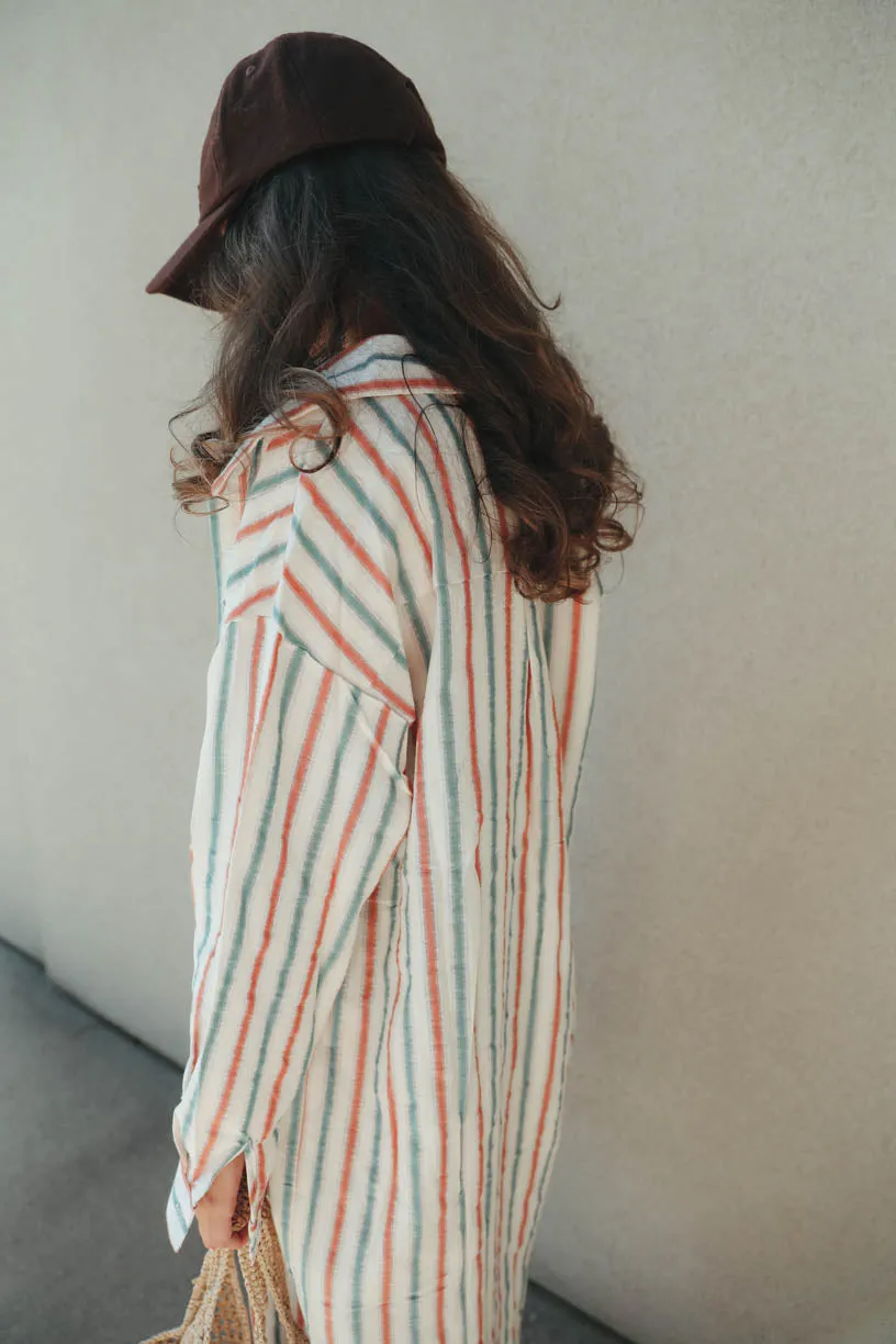 Rae: Long Stripe Button Down