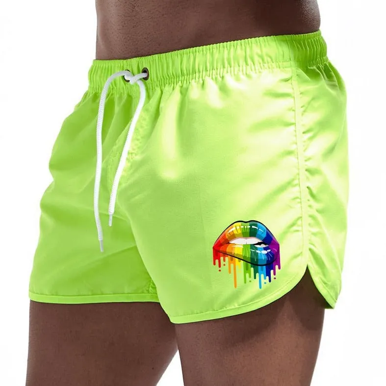 Rainbow Lips Print Board Shorts