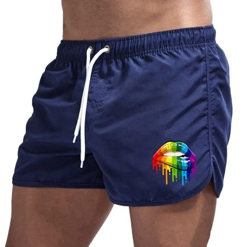 Rainbow Lips Print Board Shorts