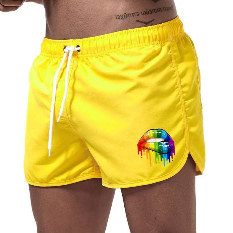 Rainbow Lips Print Board Shorts