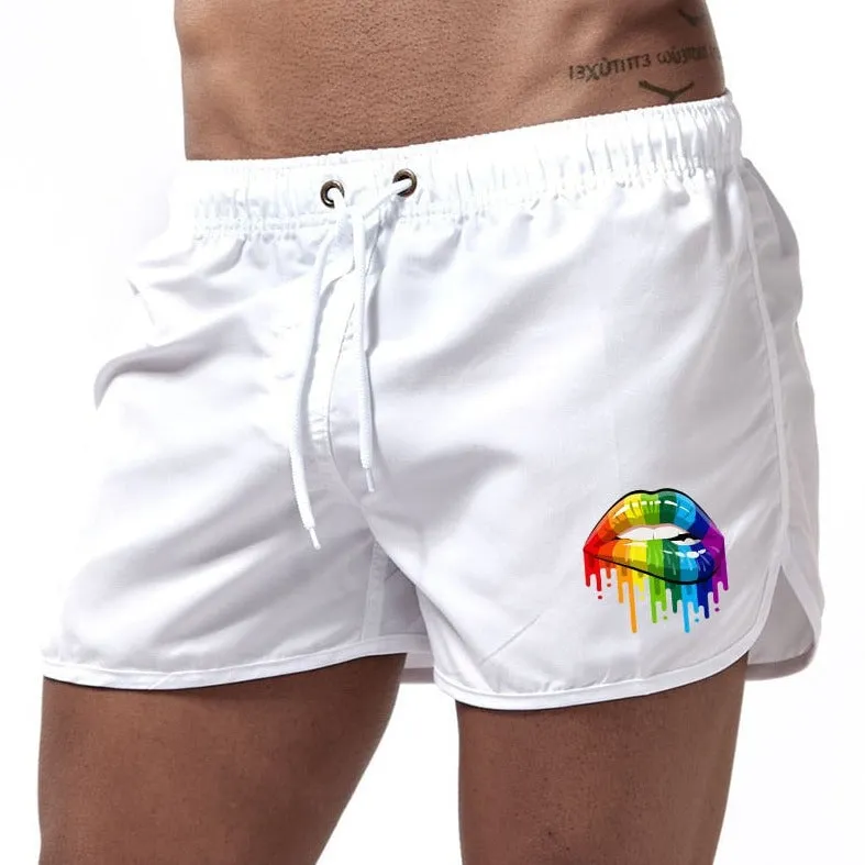 Rainbow Lips Print Board Shorts