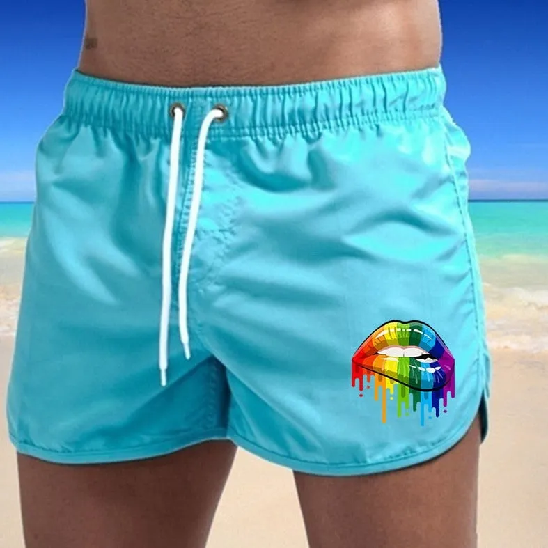 Rainbow Lips Print Board Shorts