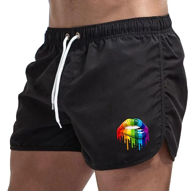 Rainbow Lips Print Board Shorts
