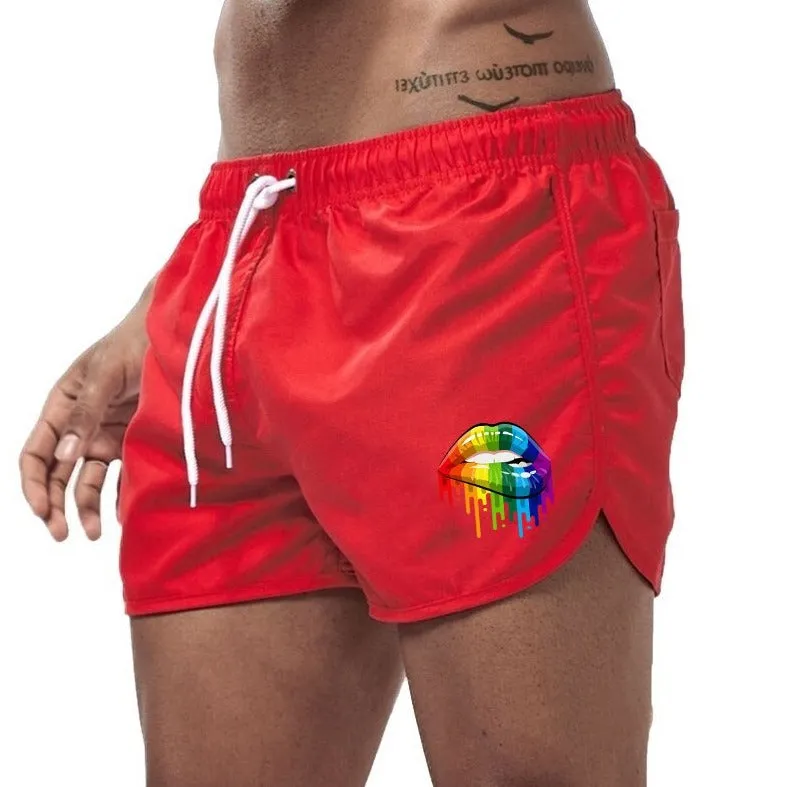 Rainbow Lips Print Board Shorts