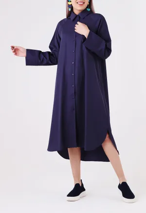 Rayon High-Low Shirt Dress