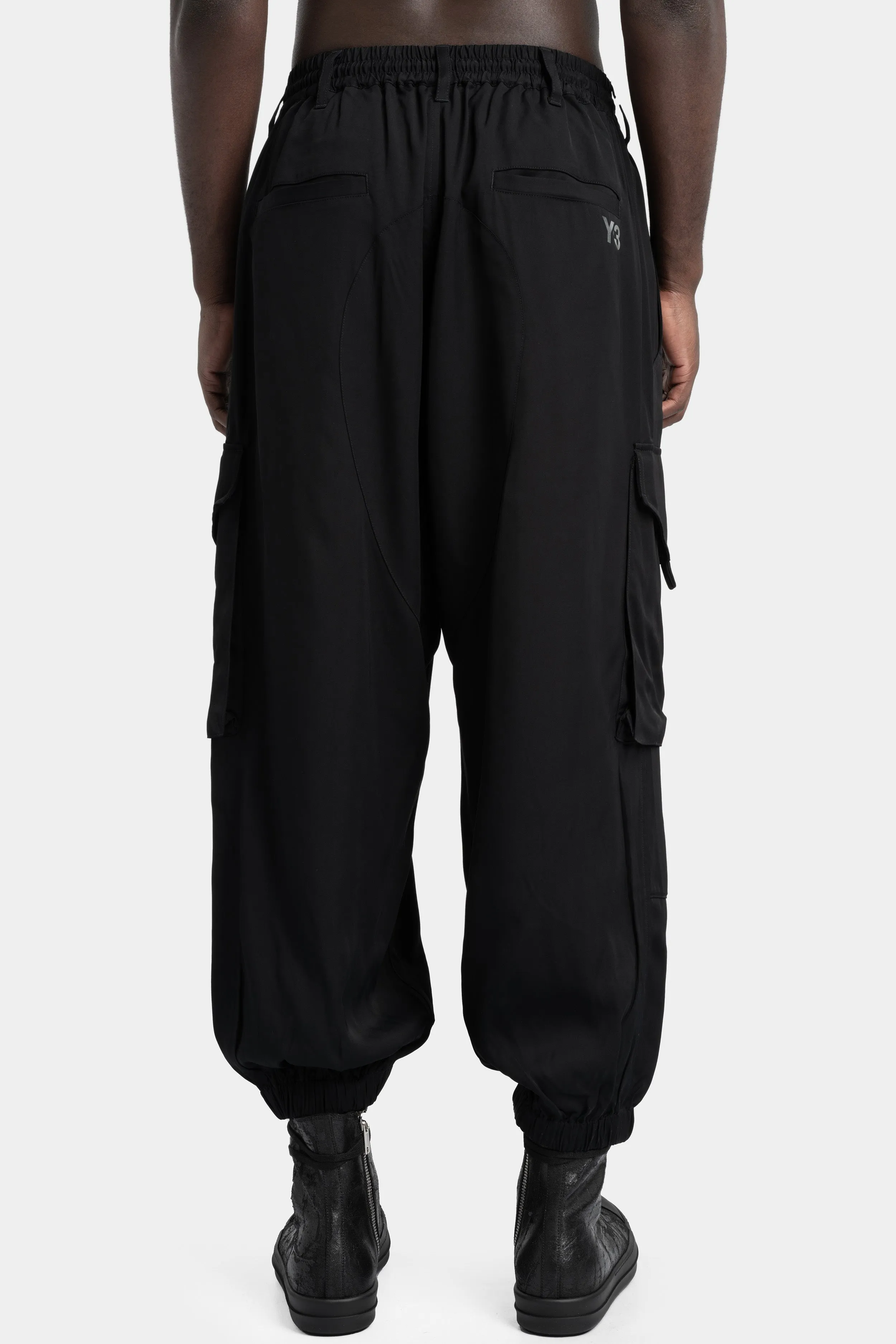 Rayon twill cuffed cargo pants