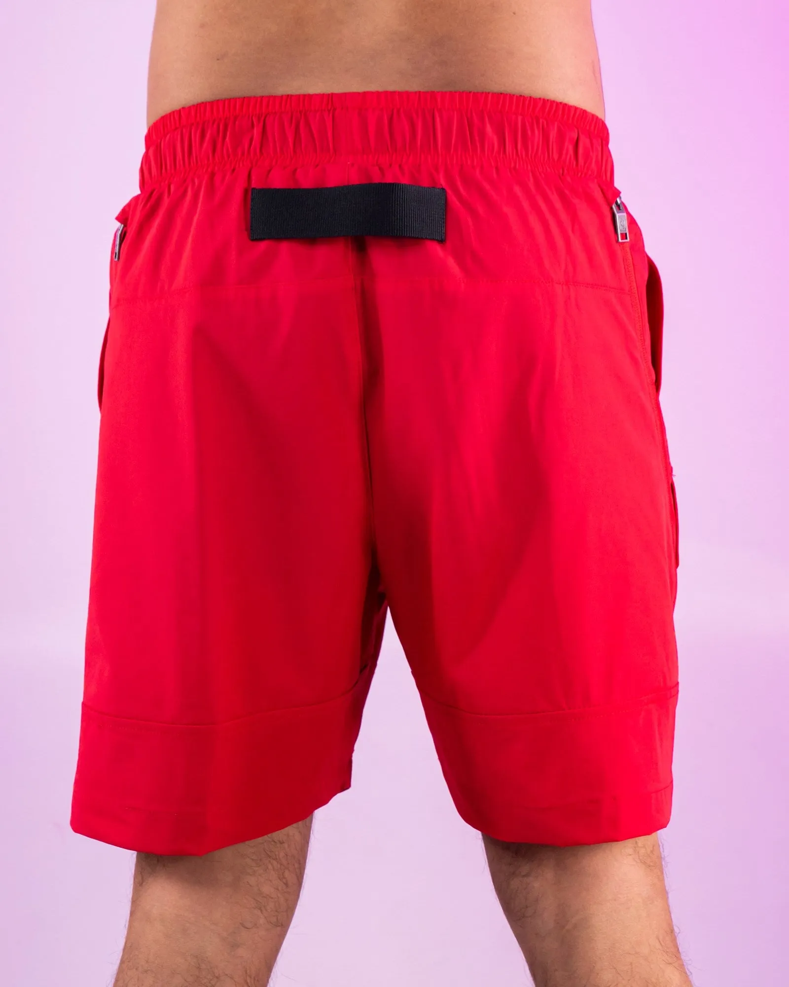 Red Nylon 6 Inch Inseam Shorts