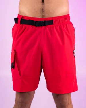 Red Nylon 6 Inch Inseam Shorts