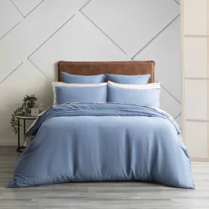 Renee Taylor Cavallo Stone Washed 100% French Linen Quilt cover set - Denim