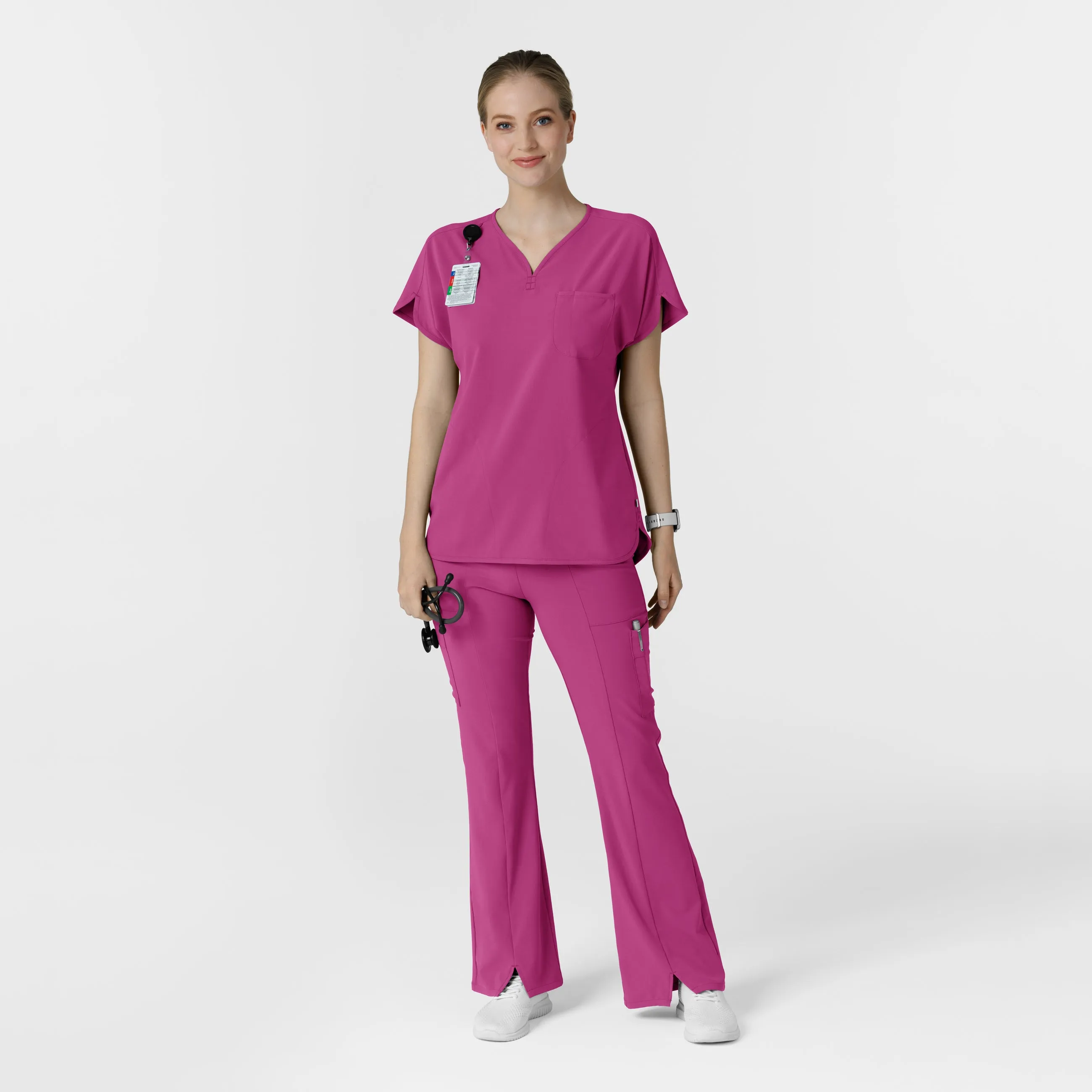 RENEW 5534 Cargo Flare Scrub Pants Raspberry