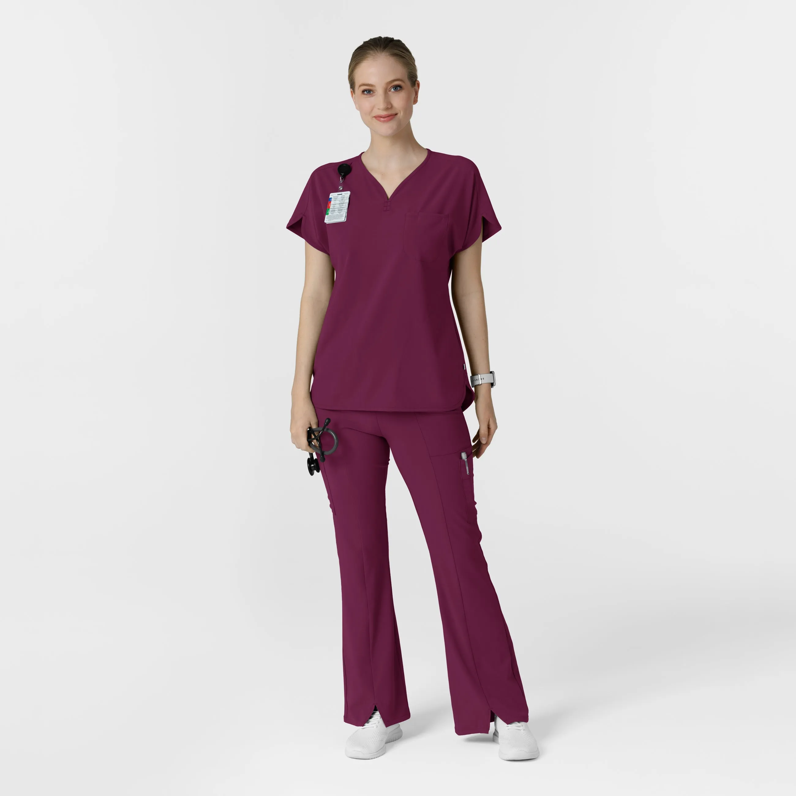 RENEW 5534 Cargo Flare Scrub Pants Wine