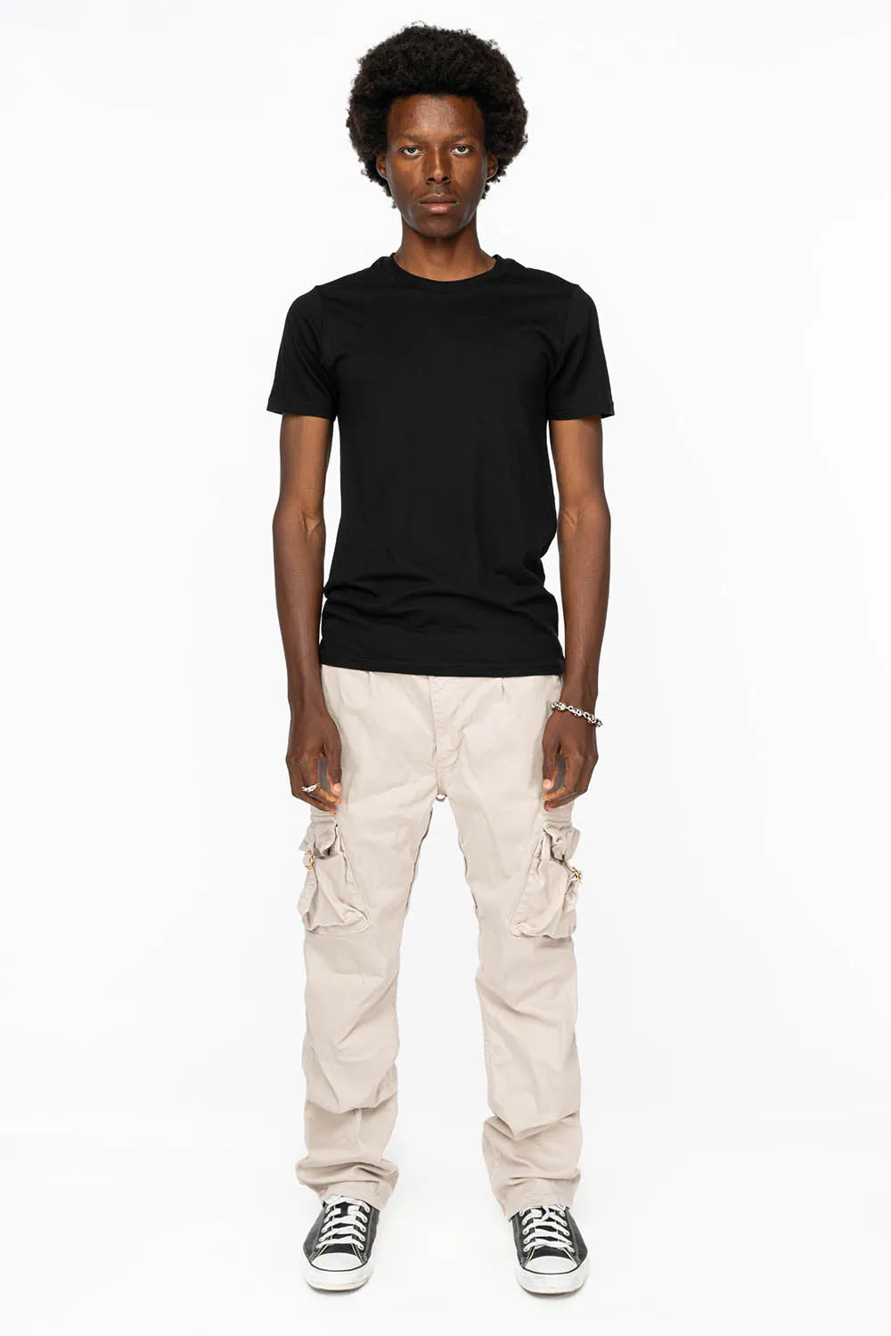 ROBINS NEW MILITARY STYLE CARGO PANTS IN STONE COLOR WASH