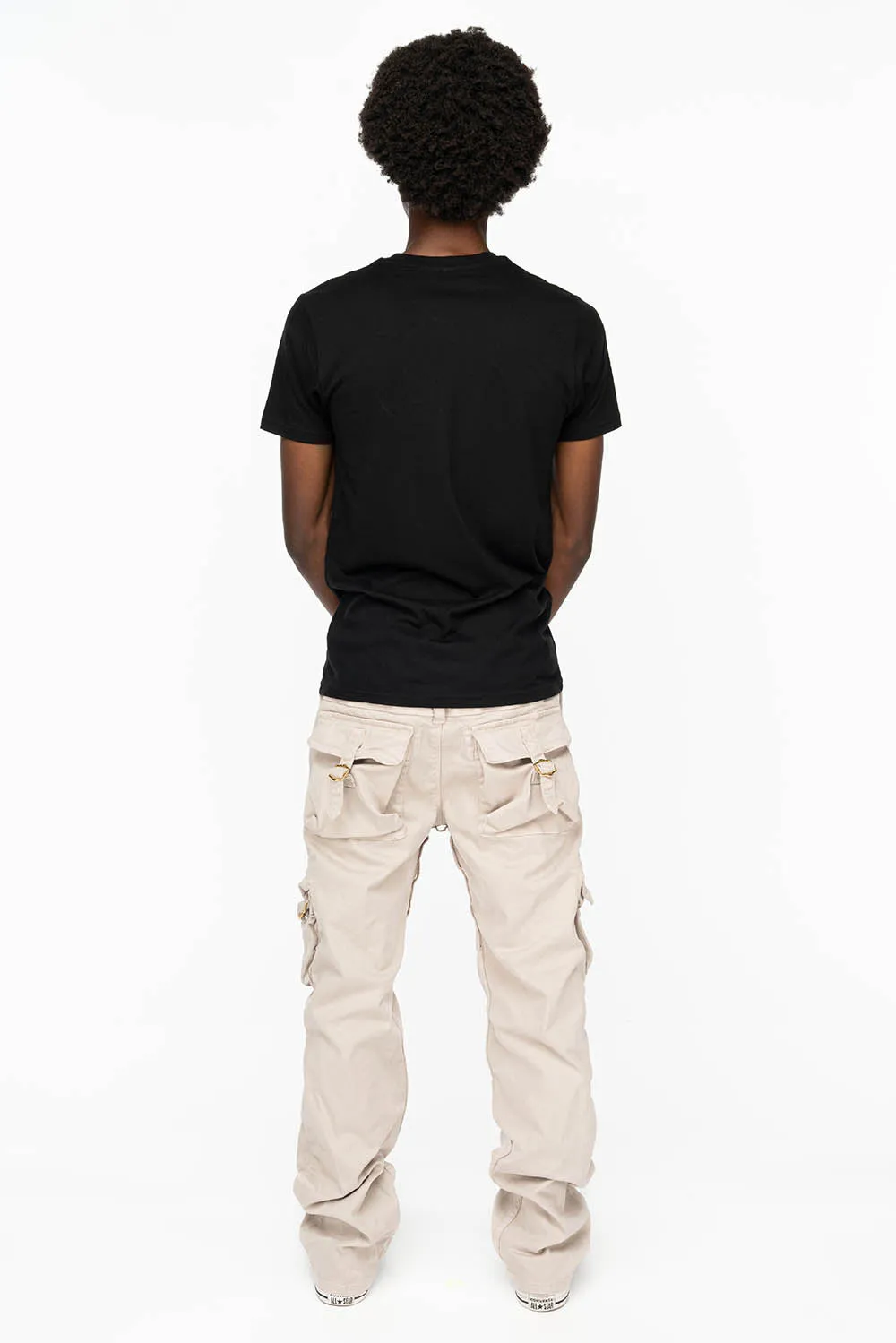 ROBINS NEW MILITARY STYLE CARGO PANTS IN STONE COLOR WASH