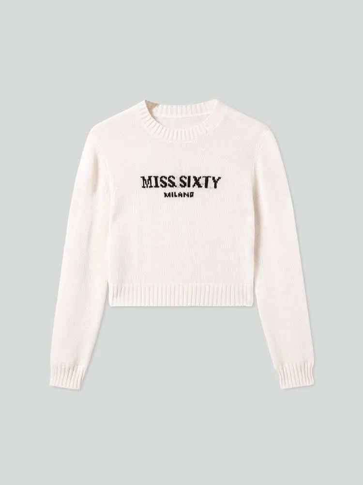 Round Neck Knit Top With Logo