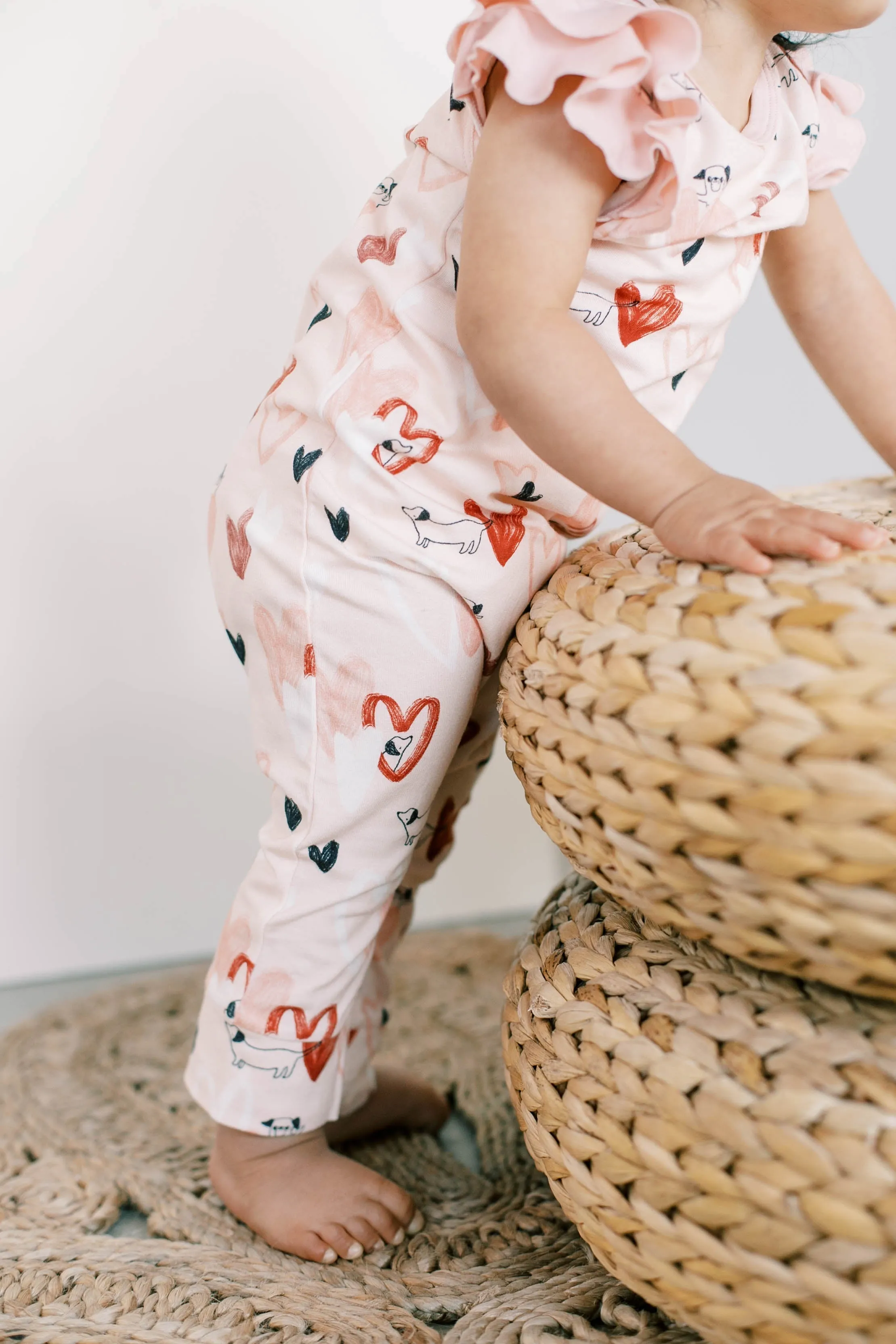Ruffle Romper - Pink Pup