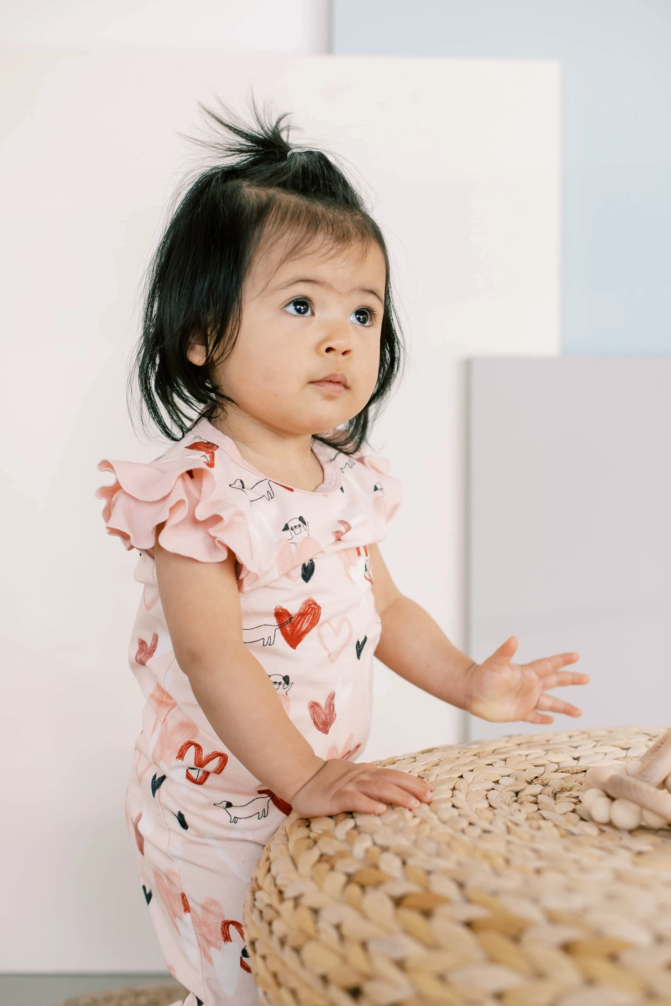 Ruffle Romper - Pink Pup