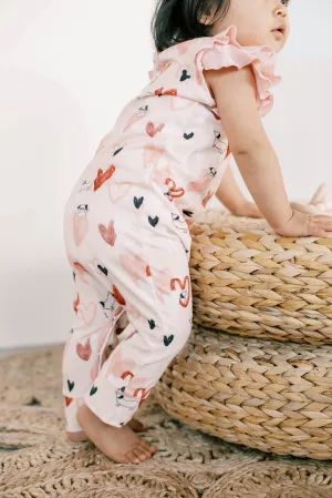 Ruffle Romper - Pink Pup