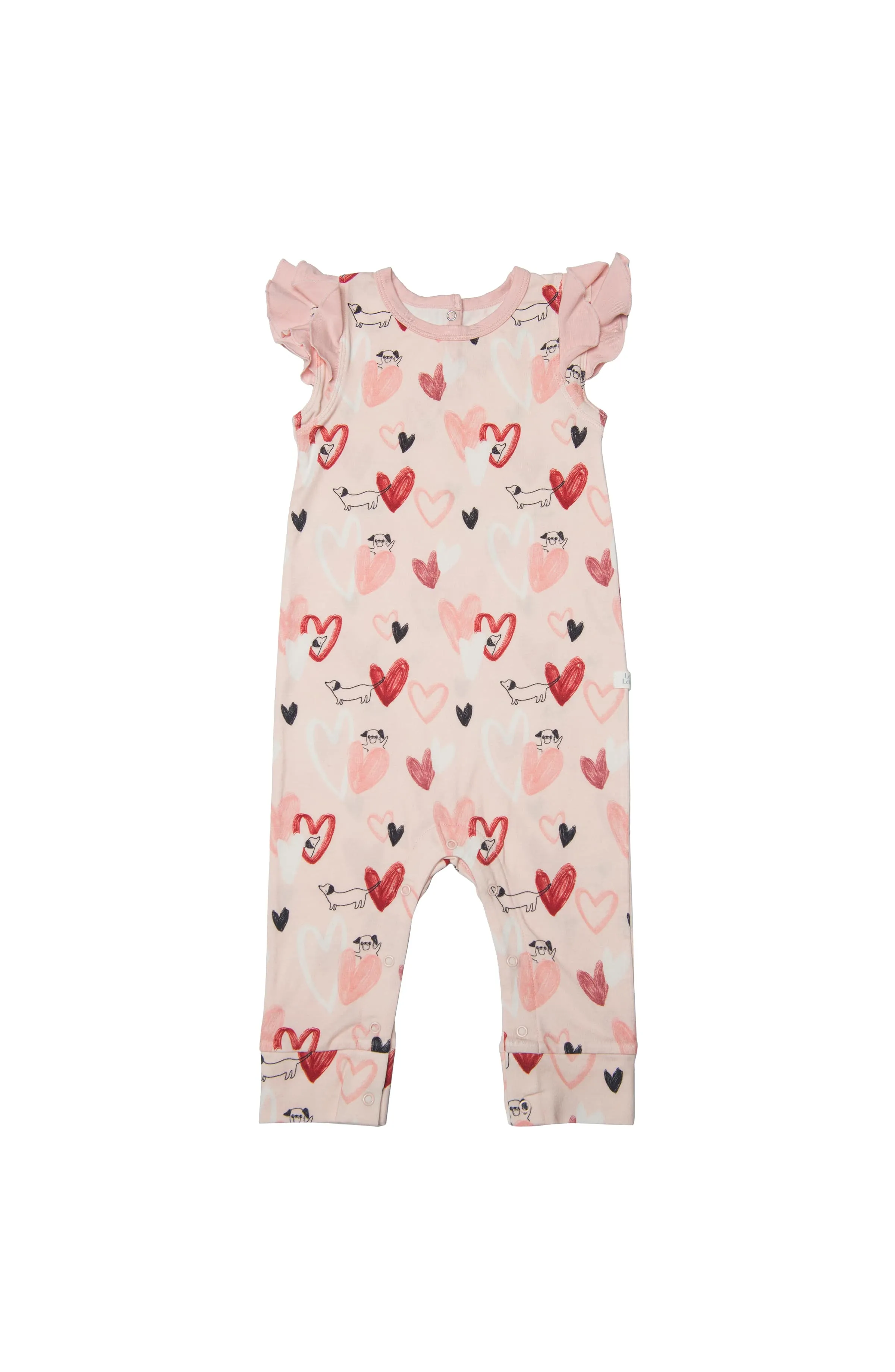 Ruffle Romper - Pink Pup
