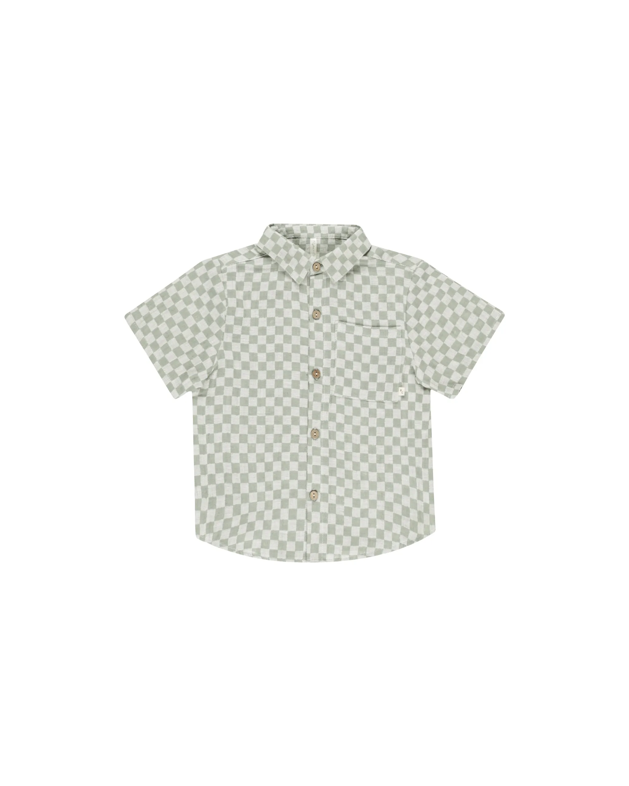 RYLEE   CRU Collared Short Sleeve Shirt || Sage Check