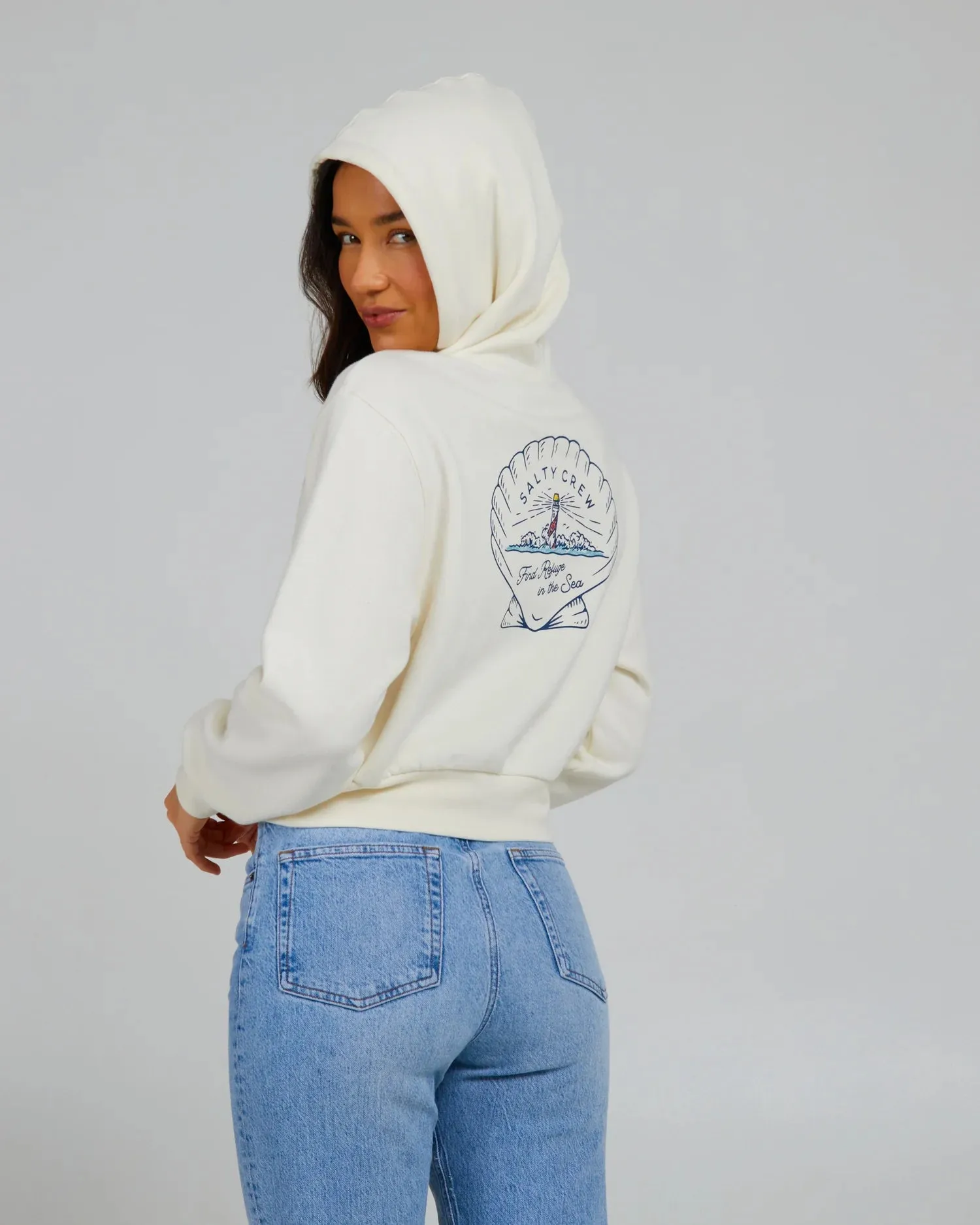 Salty Crew - Scallop Crop Hoody - Off White