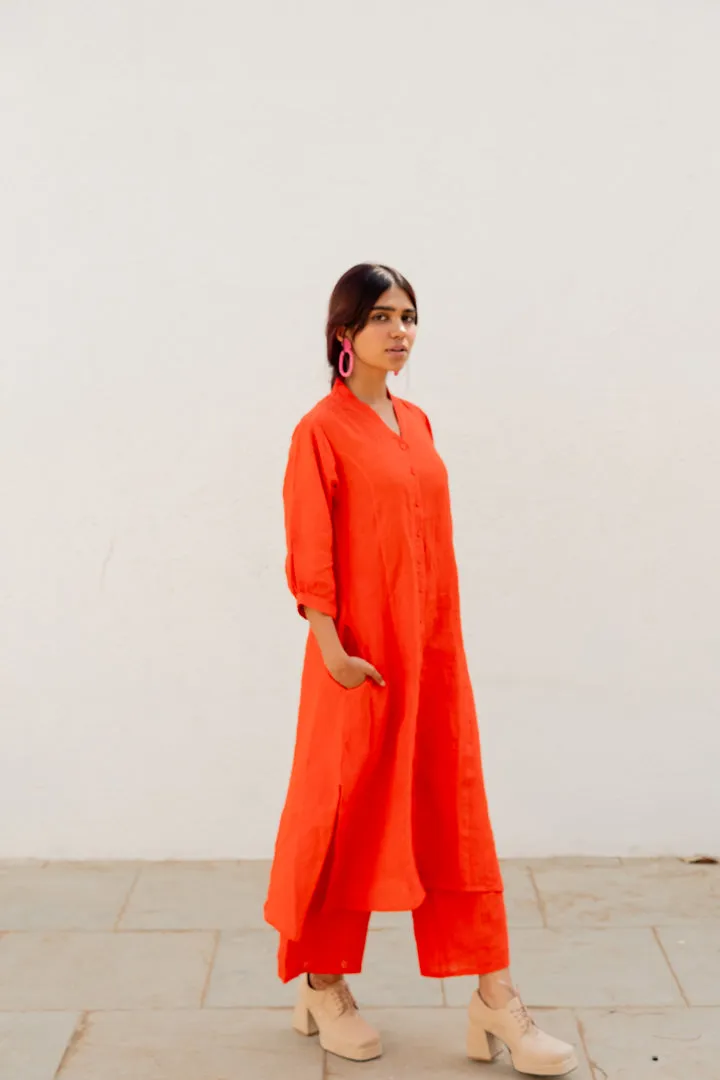 Scarlet Linen Button Down Kurta
