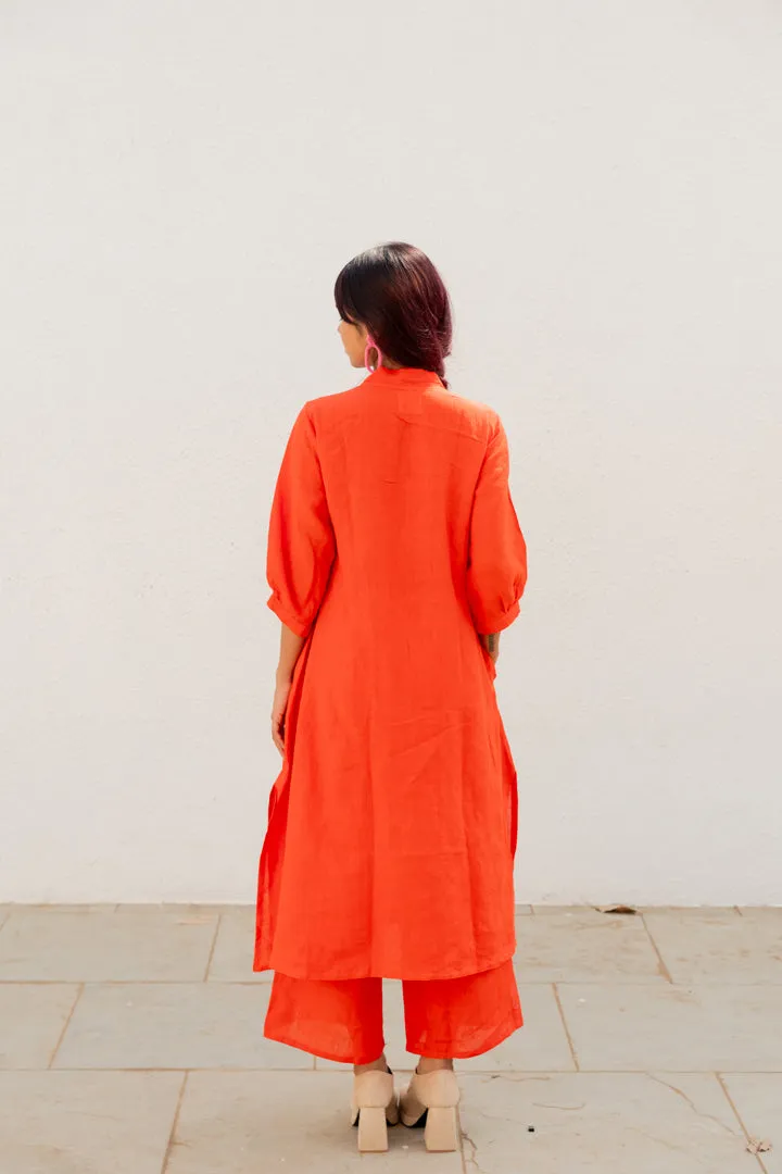 Scarlet Linen Button Down Kurta