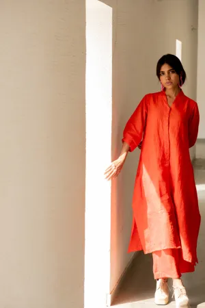 Scarlet Linen Button Down Kurta