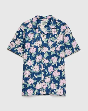 Seersucker Crammond Shirt in Blue Lilac Floral Print