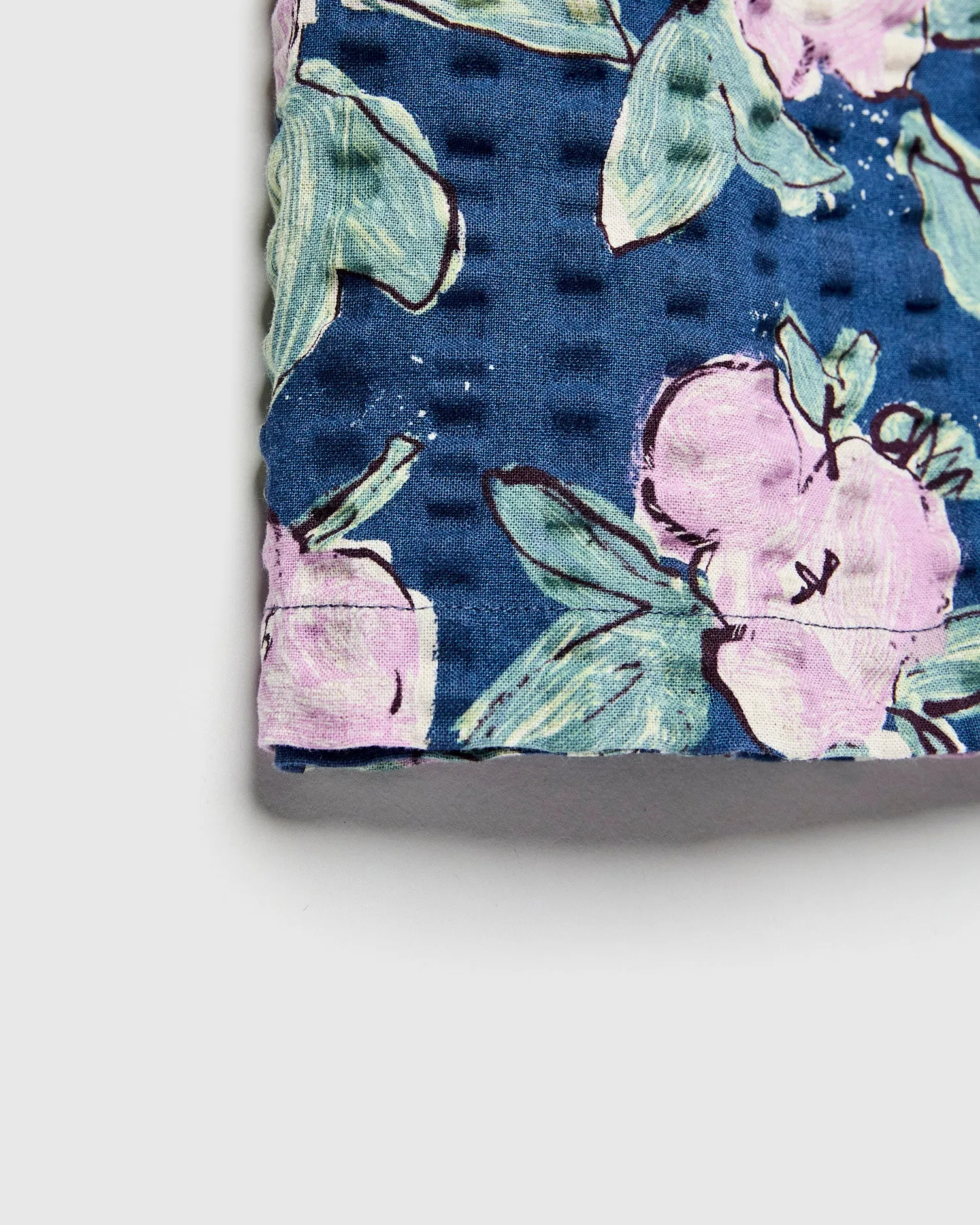Seersucker Crammond Shirt in Blue Lilac Floral Print