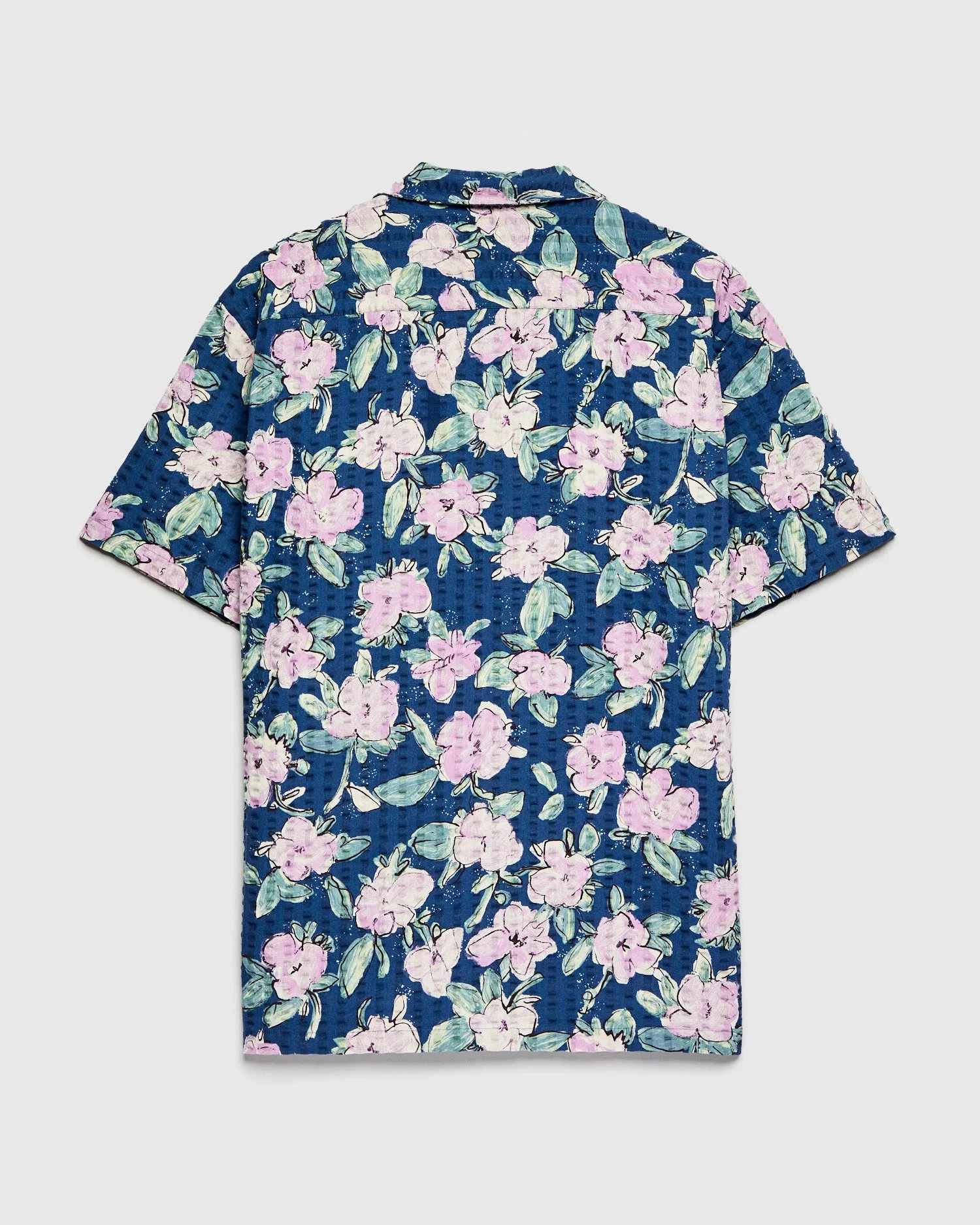 Seersucker Crammond Shirt in Blue Lilac Floral Print