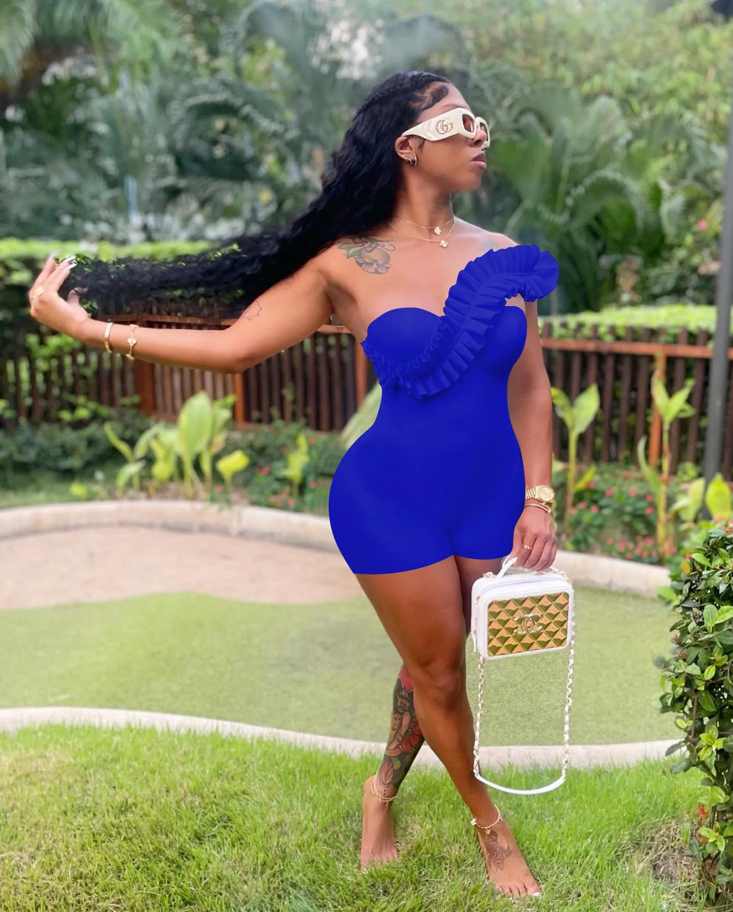 Sexy off-the-shoulder romper（AY2168）
