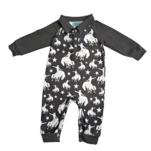Shea Baby Bronc Cowboy Boys LS Romper LSROM09
