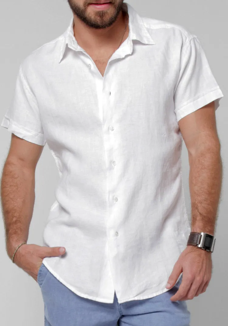 Short Sleeve Button Down Linen Shirt | Regular Fit