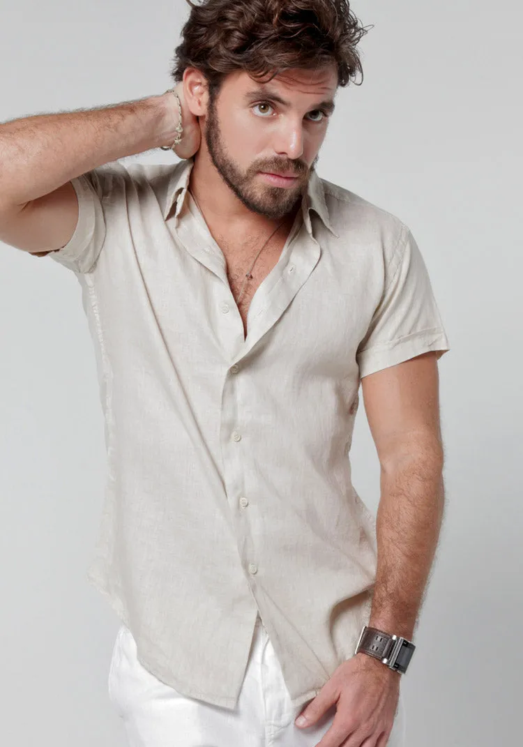 Short Sleeve Button Down Linen Shirt | Regular Fit