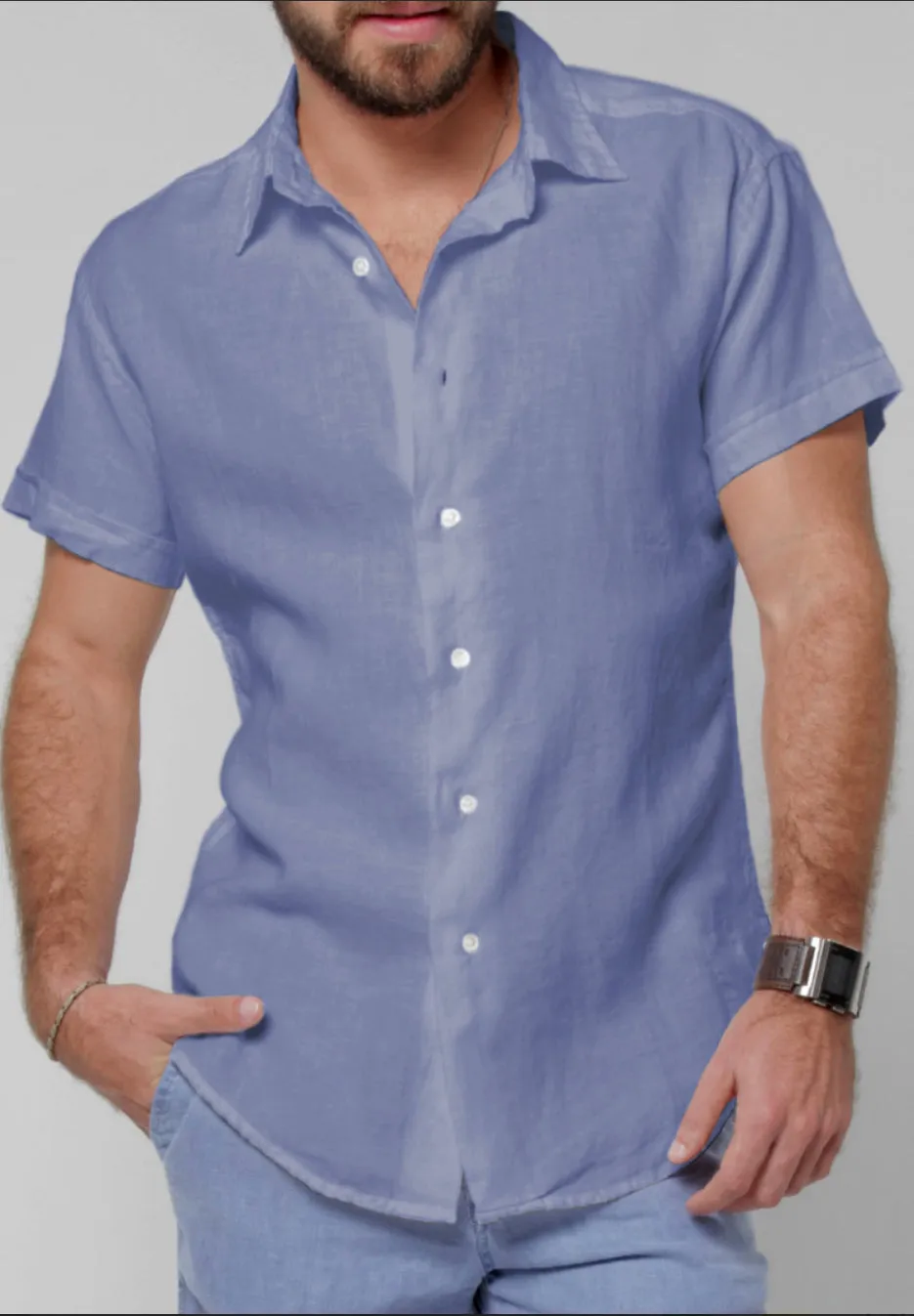 Short Sleeve Button Down Linen Shirt | Regular Fit