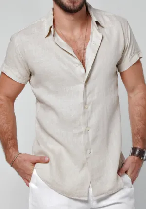 Short Sleeve Button Down Linen Shirt | Regular Fit