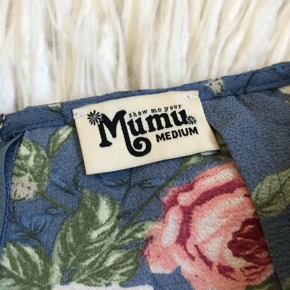 Show Me Your MuMu Blue Flower Print High Rise Rosie Posie Sawyer Shorts EUC Sz M
