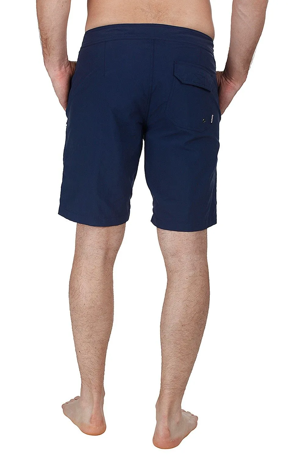 Solid Nylon Swim Shorts With White Zipper