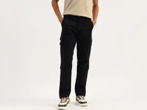 Solid Straight Fit Broken Twill Washed Cargo Pants