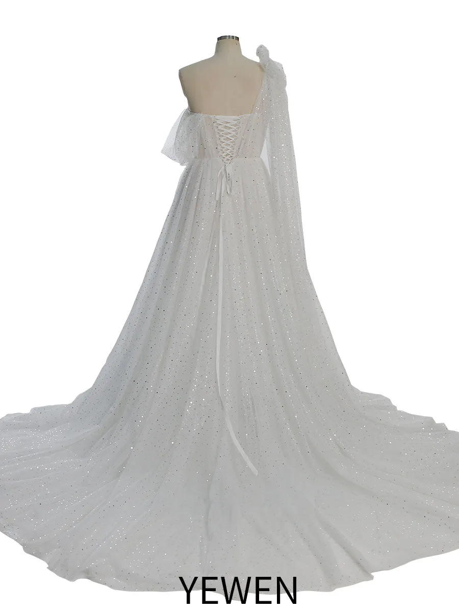 Sparkle Tulle Dress Starry Photography Gown Fashion Glitter Mesh Designer Prom Dress Long YEWEN YW010