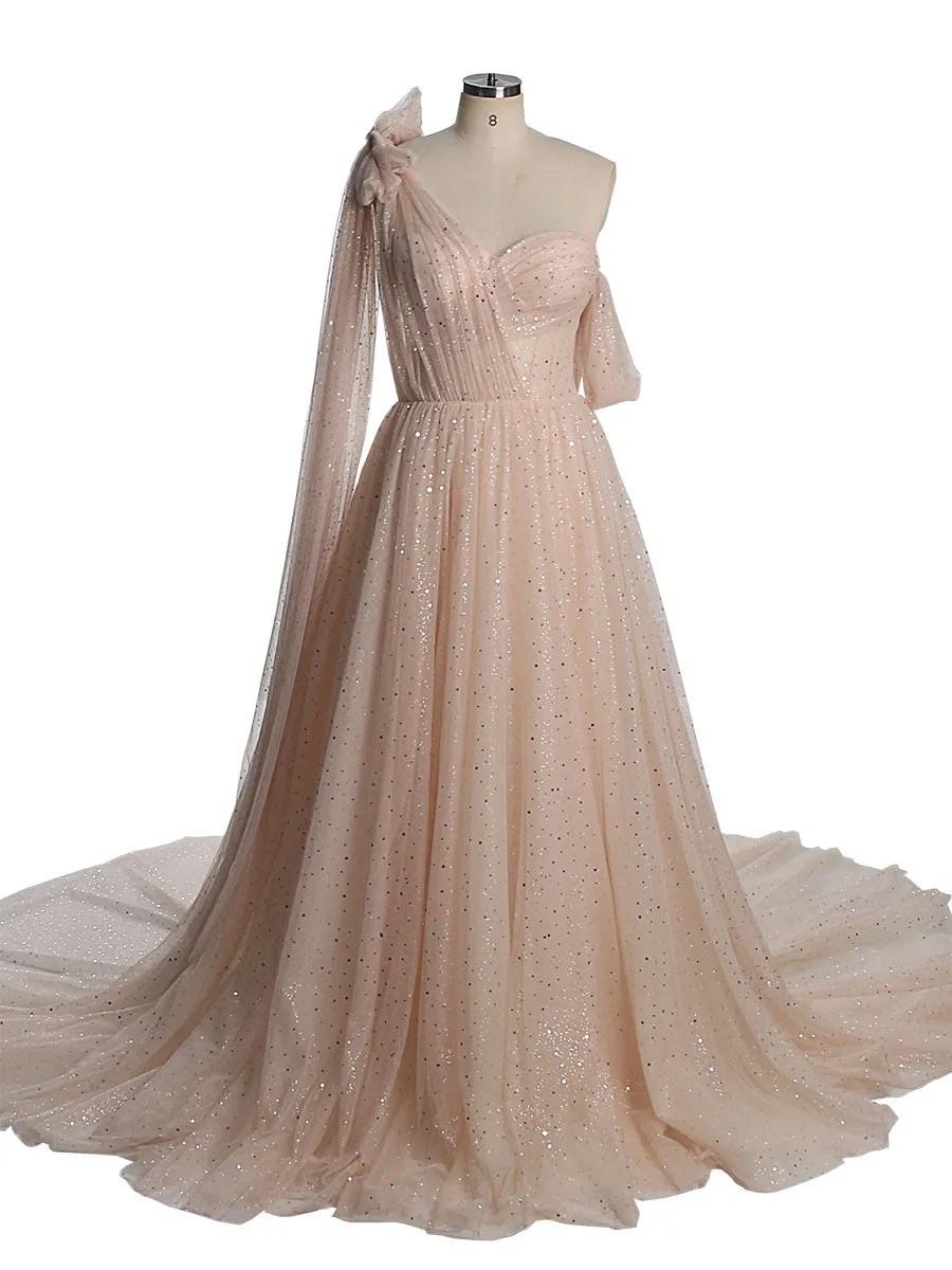 Sparkle Tulle Dress Starry Photography Gown Fashion Glitter Mesh Designer Prom Dress Long YEWEN YW010
