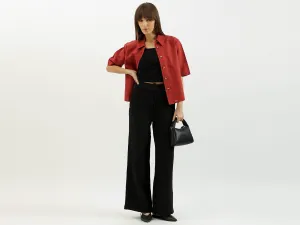 Spread Collar Solid Shirt