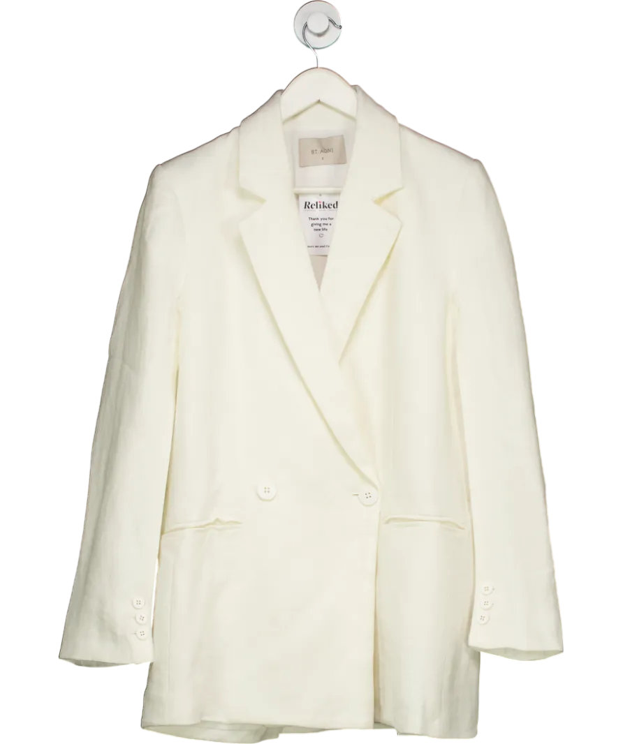 St. Agni White Slit Sleeve Linen Blazer UK S