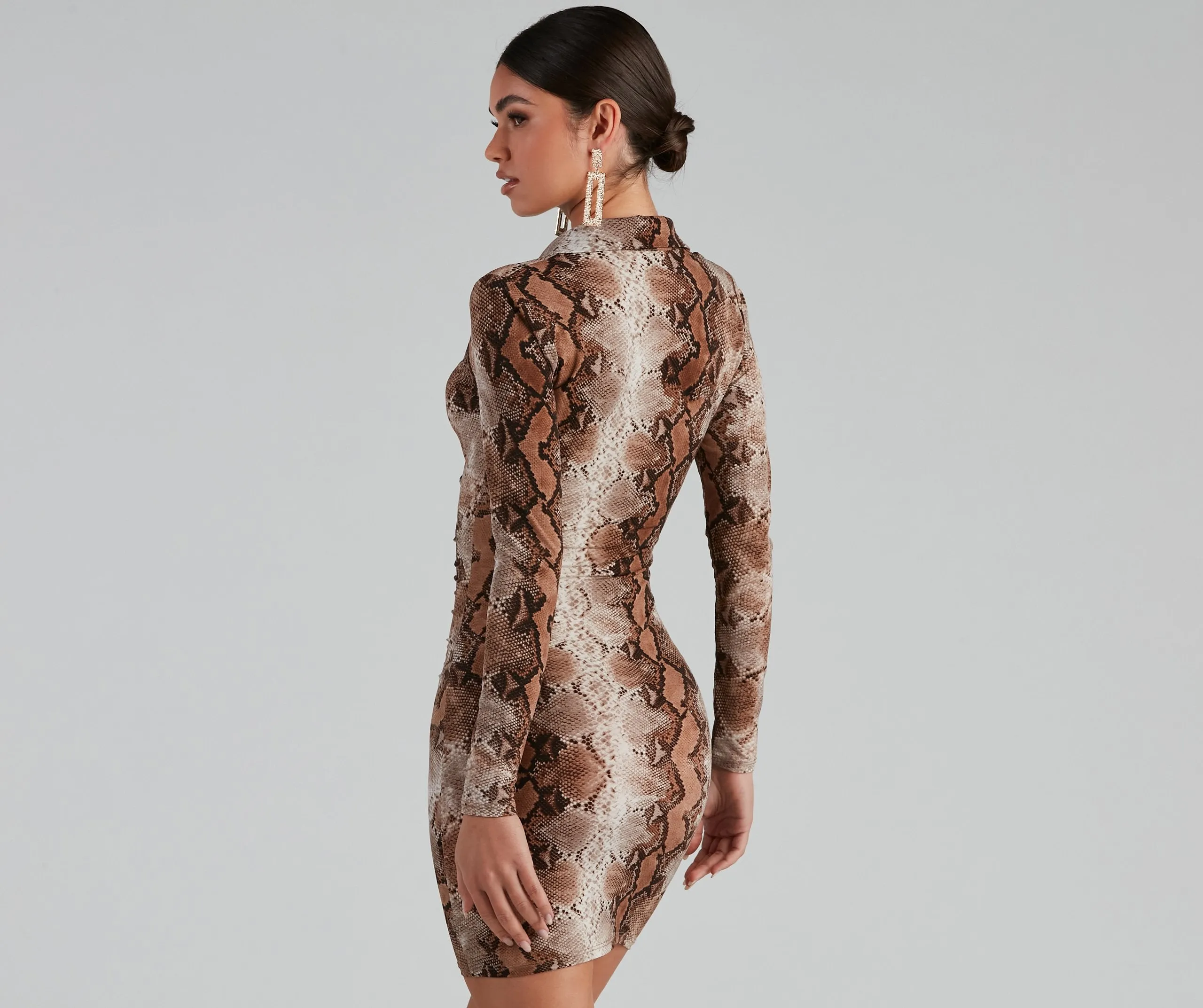 Stun In Snake Charming Print Button-Down Dress