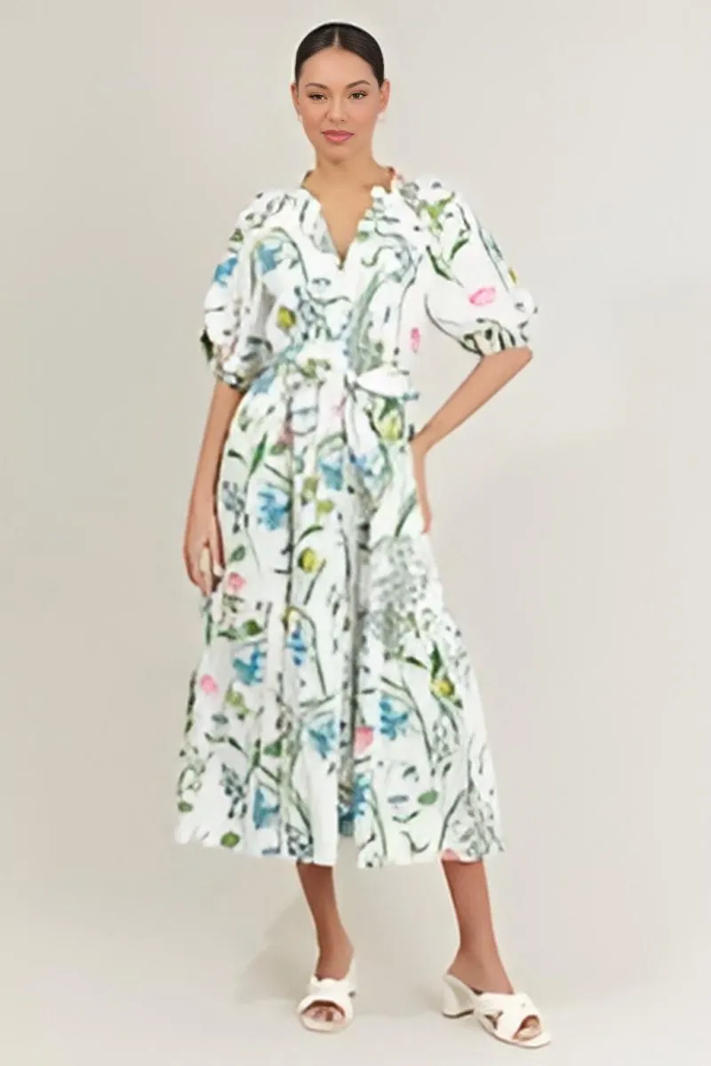 Sugarlips - Clove Garden Floral Wynette Tiered Midi Dress (Final Sale)