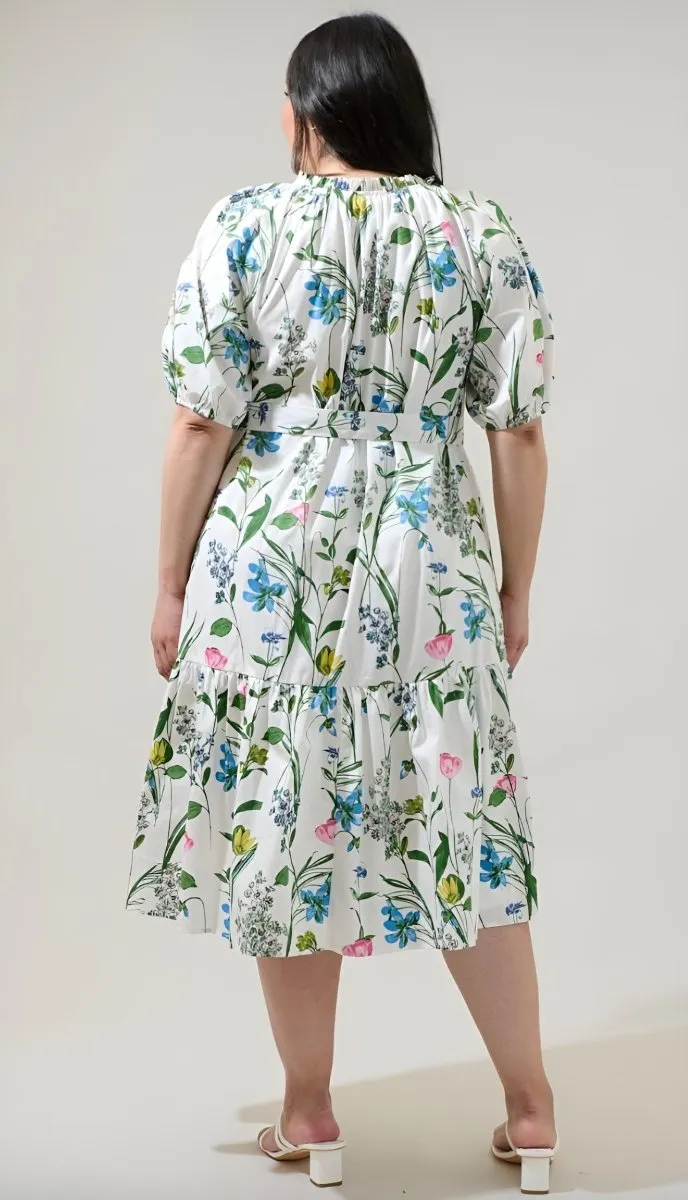 Sugarlips - Clove Garden Floral Wynette Tiered Midi Dress (Final Sale)